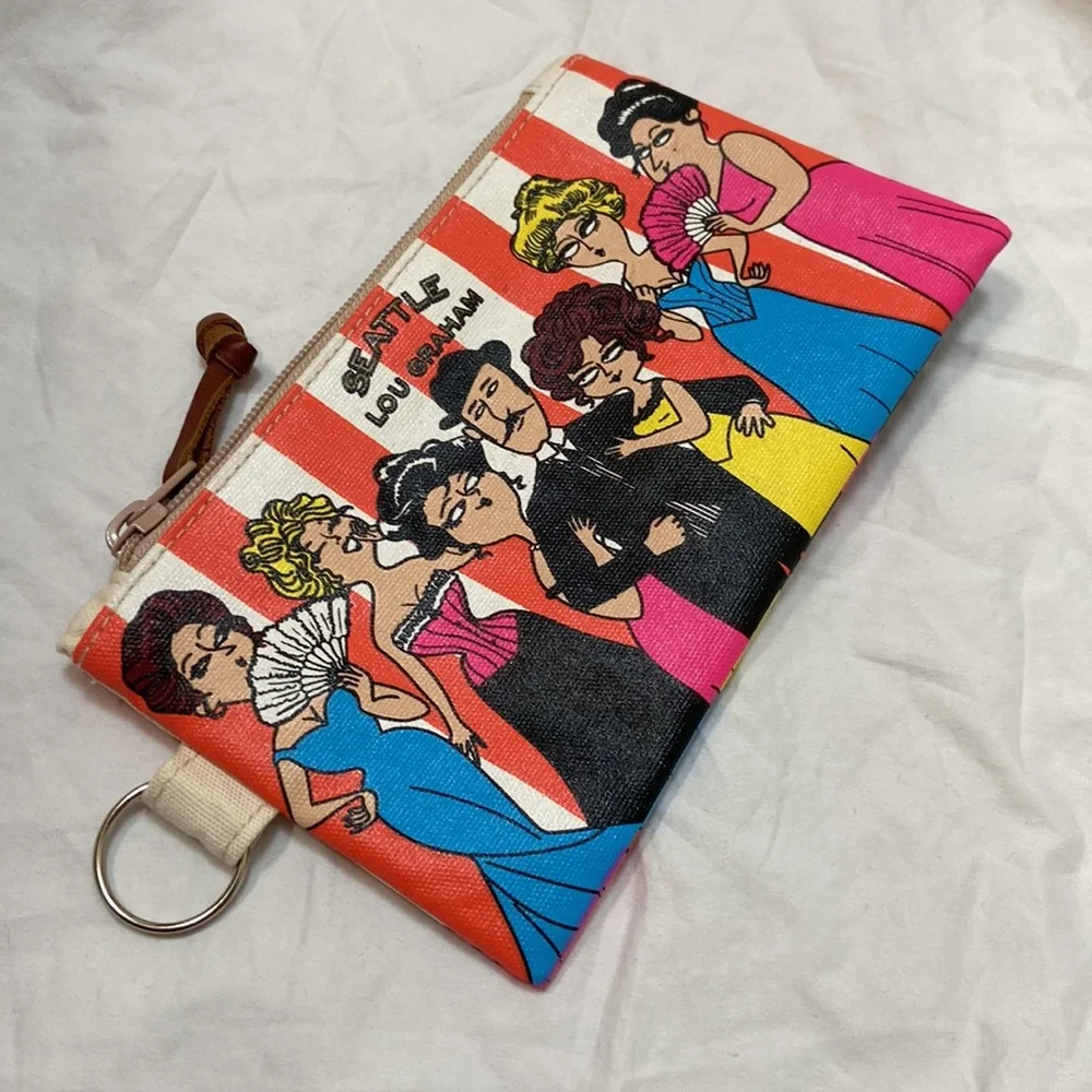 Women’s Seattle Lou Graham colorful makeup/clutch cotton case/bag. One size.